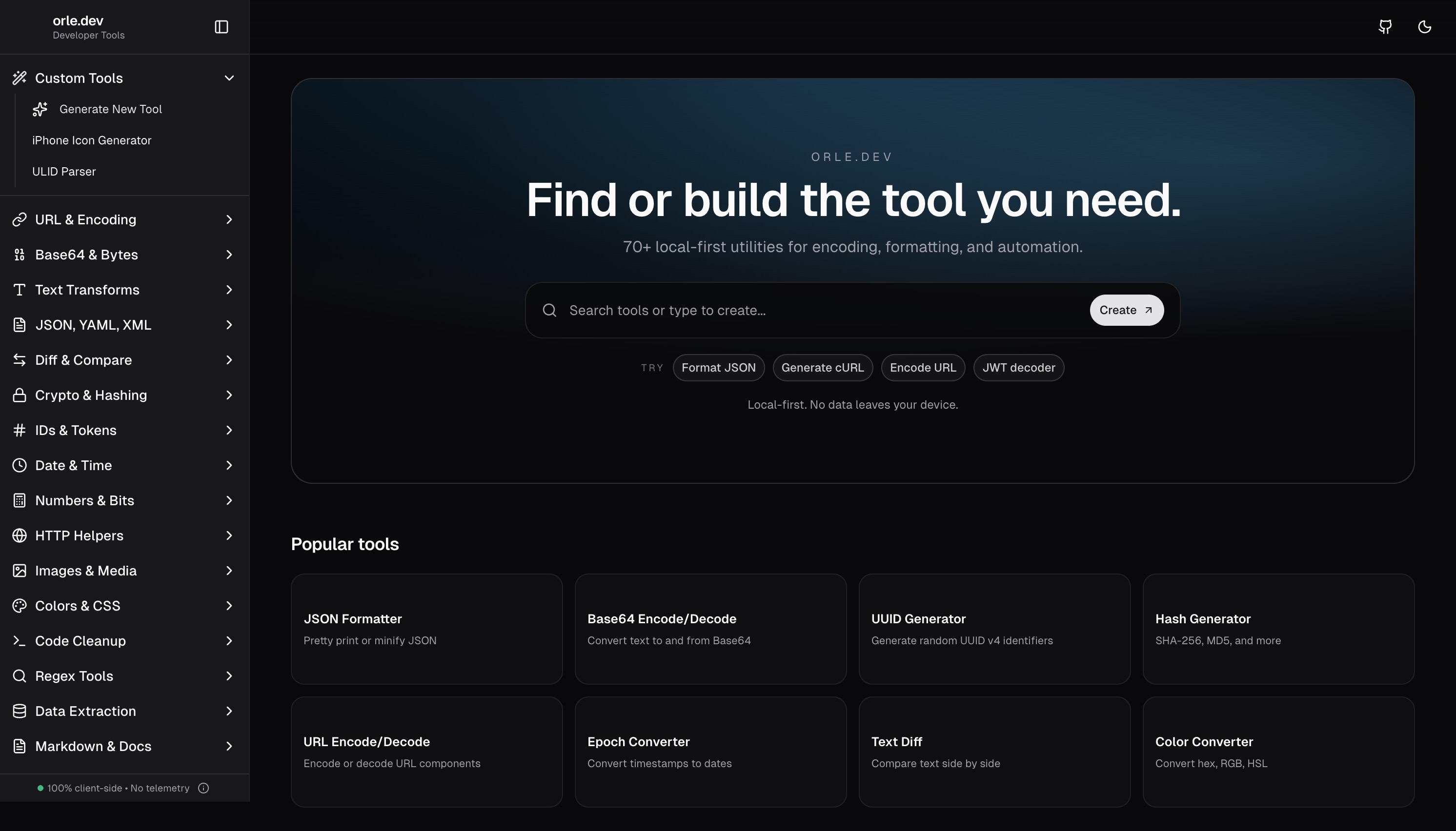 Orle Developer Tools Hub
